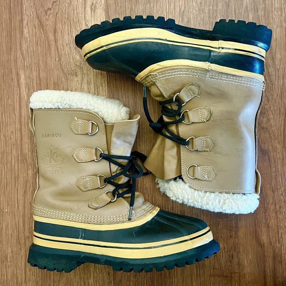 Sorel Caribou Vintage Kaufman Canada Men's Size Brown Leather Insulated Boots